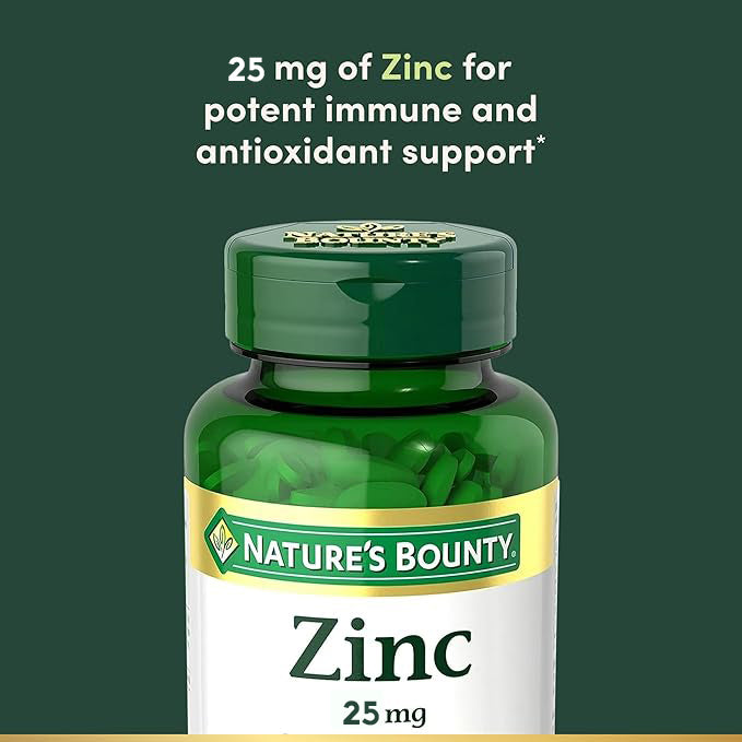 Nature’s Choice Zinc 25mg, Immune System & Antioxidant Support Supplement - Promotes Healthy Skin,  100 Vegetarian Tablets