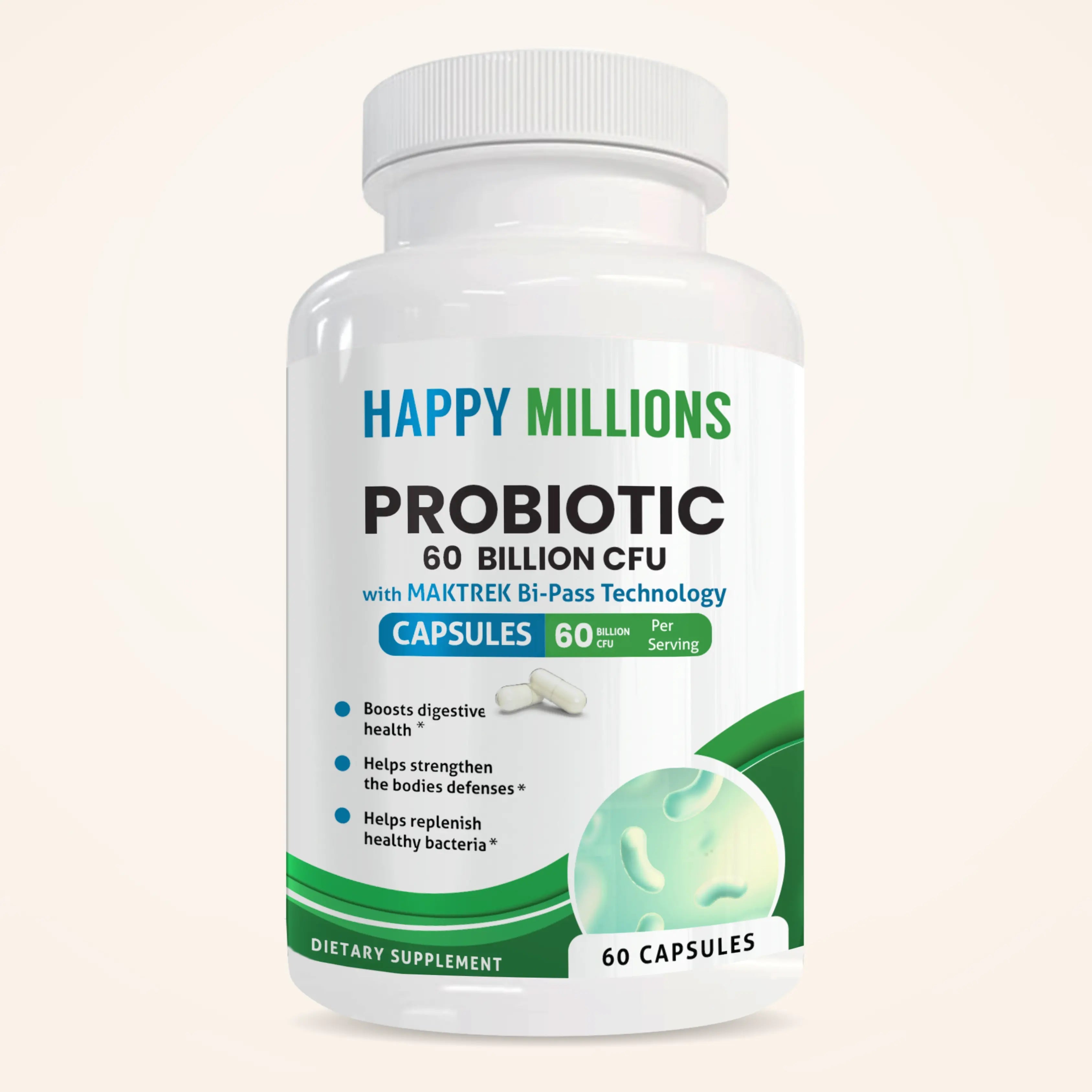 PROBIOTIC 60 BILLION CFU : GUT HEALTH SUPPLEMENT