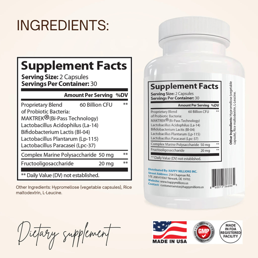 PROBIOTIC 60 BILLION CFU : GUT HEALTH SUPPLEMENT